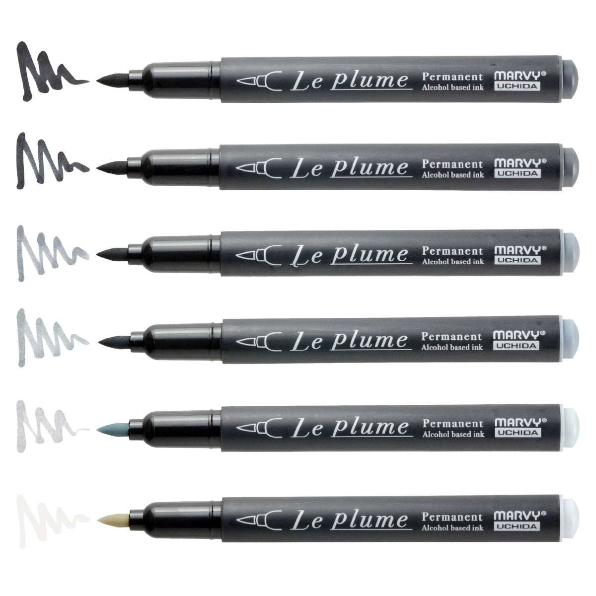 Pro Fine Brush Tip Permanent Markers Uchida Le Plume Alcohol 