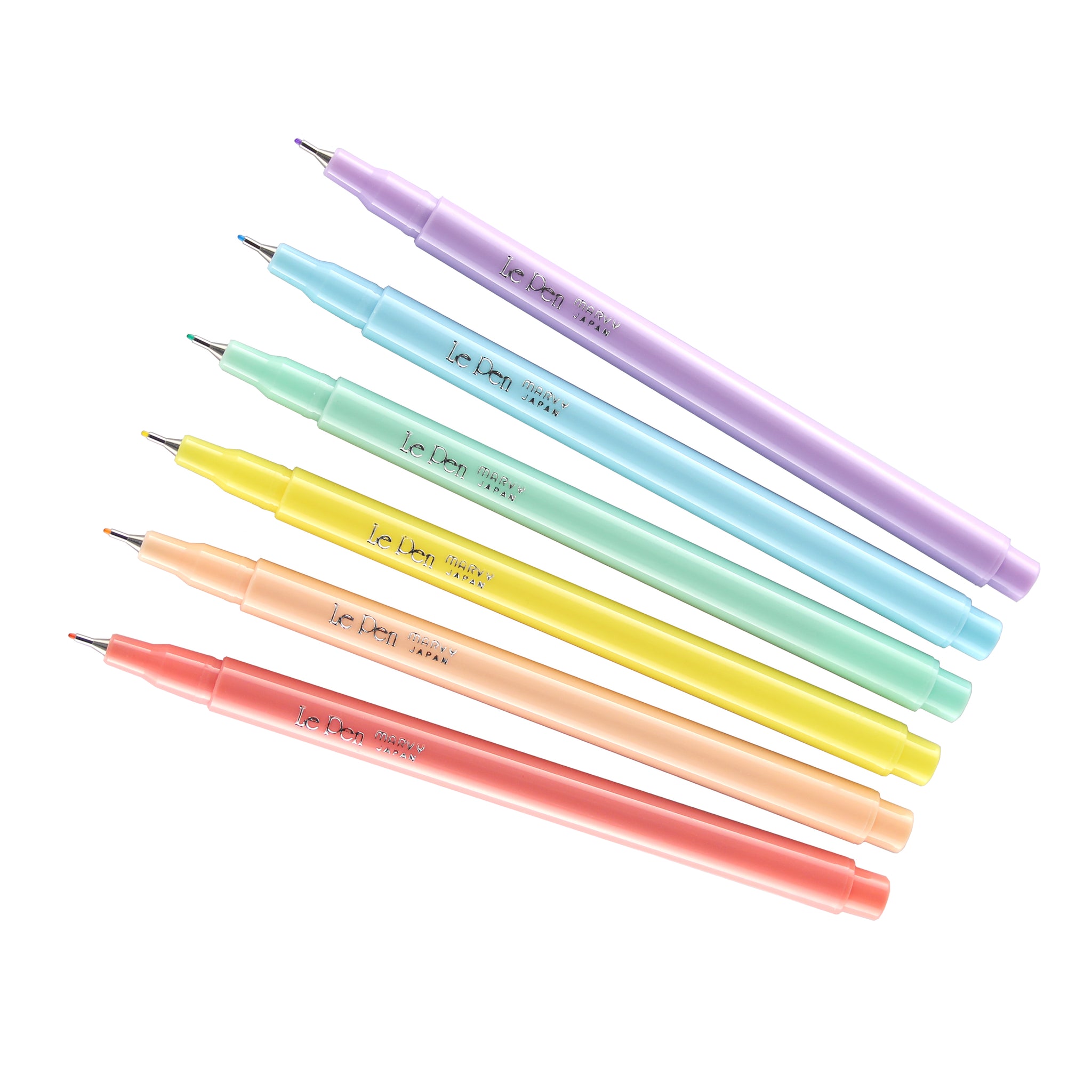 LePen Micro-Fine Point Pen, Pastel, 6 Per Pack, 2 Packs